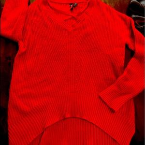 Red Womens knitted cross neck  sweater